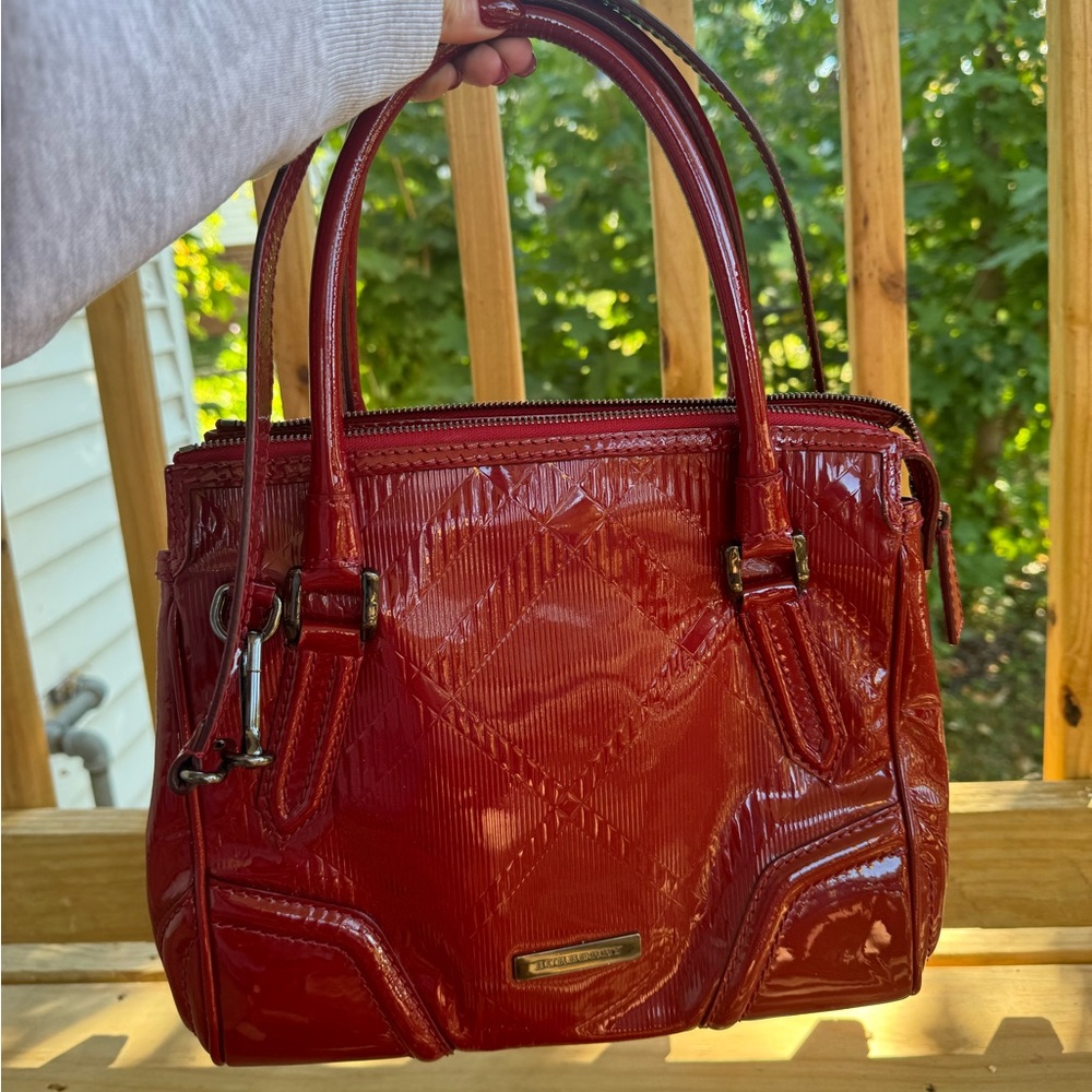 Burberry red embossed bag and matching wallet vintage 2000s